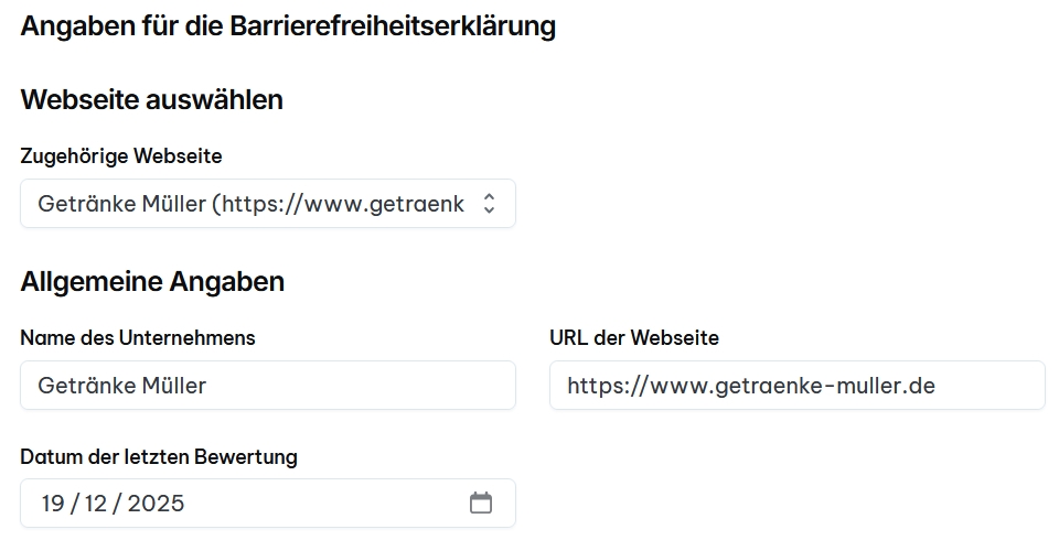 Auswahl & Grunddaten eingeben