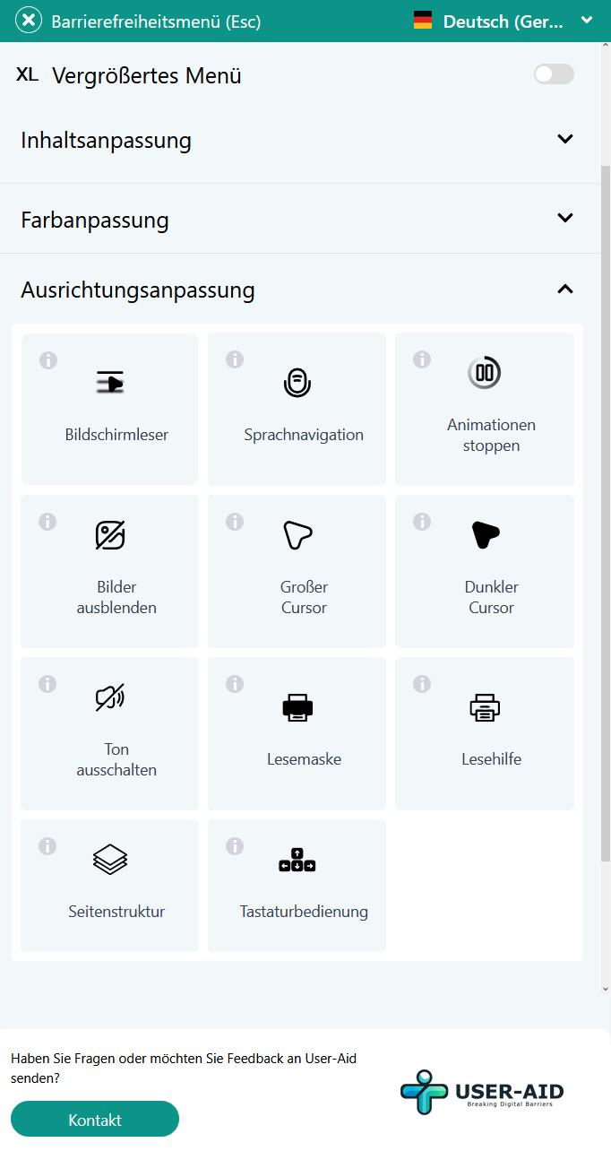 Widget mit erweiterten Einstellungen